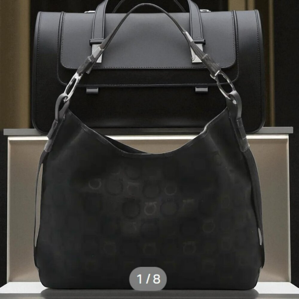 Salvatore Ferragamo Gancini Canvas Shoulder Bag - Picture 2 of 14